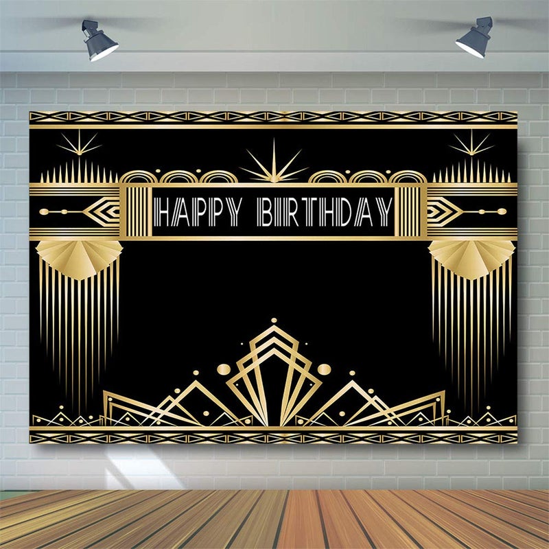 Avezano 7x5ft Great Gatsby Theme Birthday Party Backdrop Roaring 20s Retro 1920s Photo Booth Backdrop for Adults Birthday Party Decorations The Great Gatsby Theme Bday Parties Photoshoot Background - Image 3